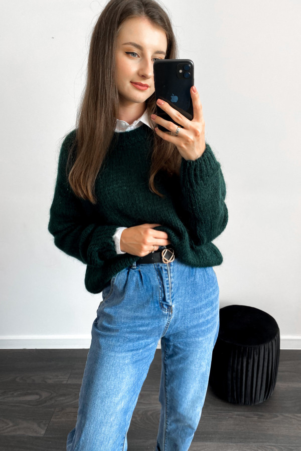 Spodnie BLUE mom fit z paskiem 1