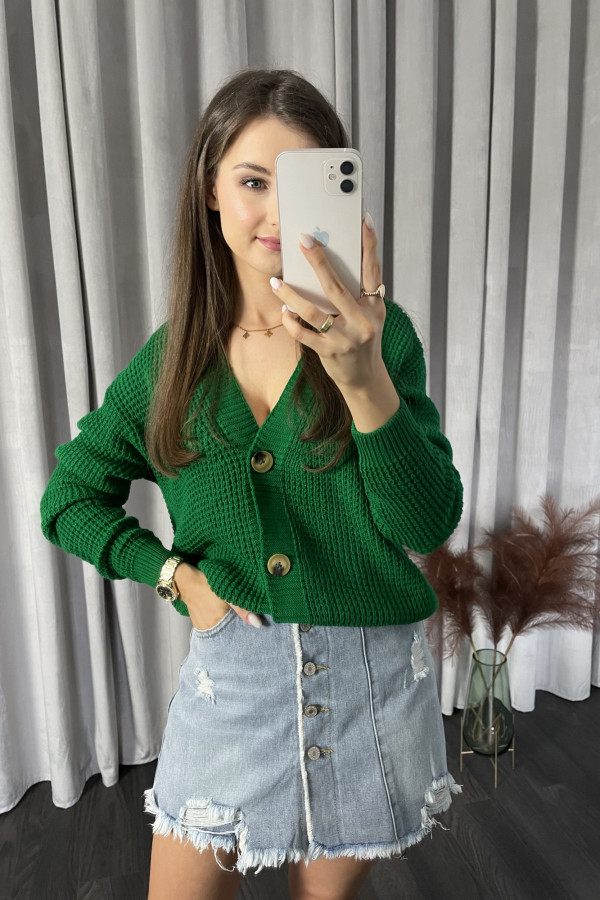 Sweter z domieszką wełny zielony PARIS 5