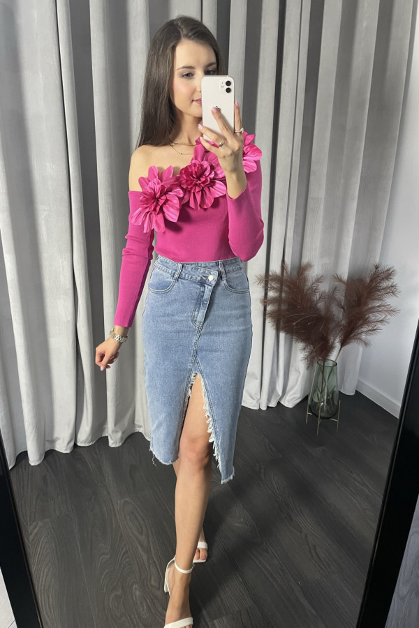 Spódnica ołówkowa z rozcięciem jeansowa MOLLY 3