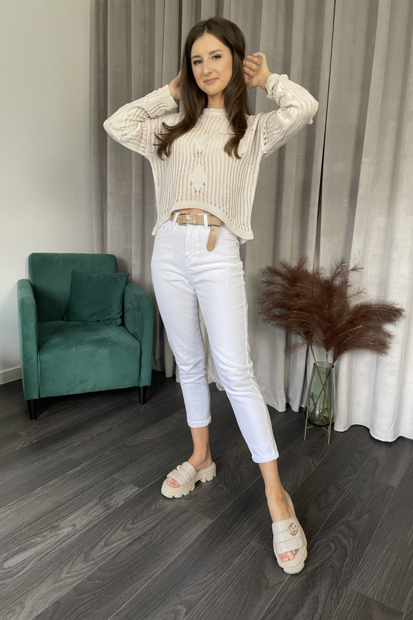 Sweter ażurowy beżowy BOHO