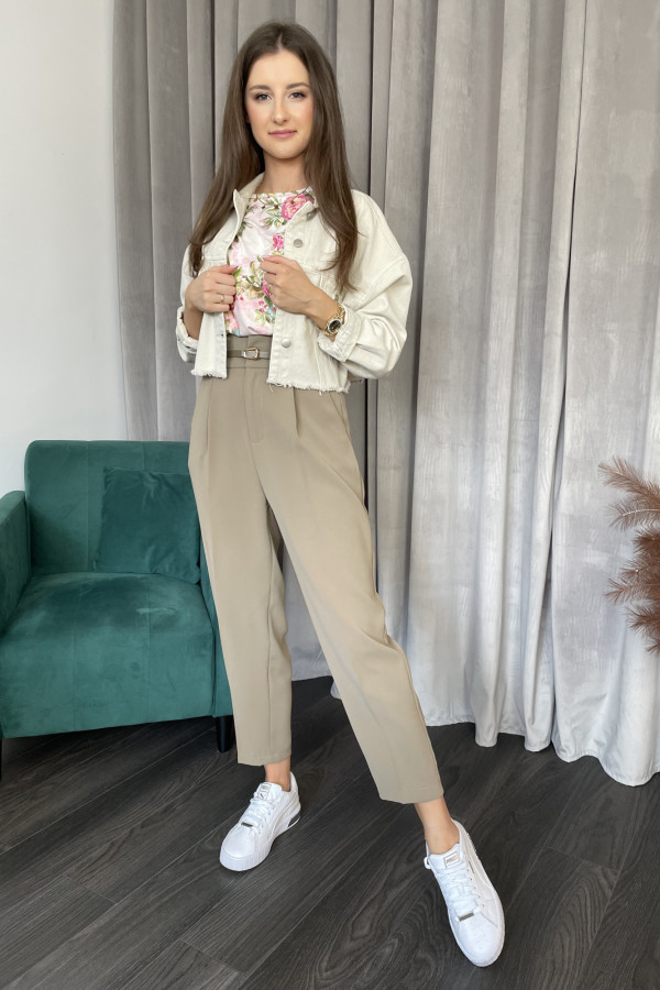Kurtka jeansowa beżowa oversize 3
