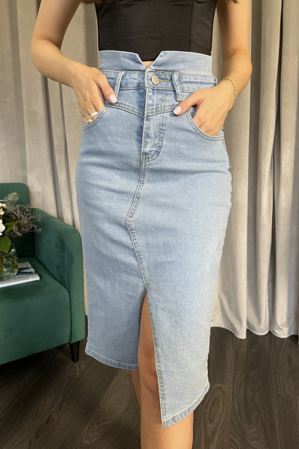 Spódnica jeansowa z rozcięciem midi IRINA 7