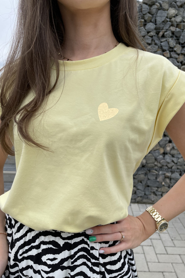 T-shirt ze złotym napisem żółty IGGY