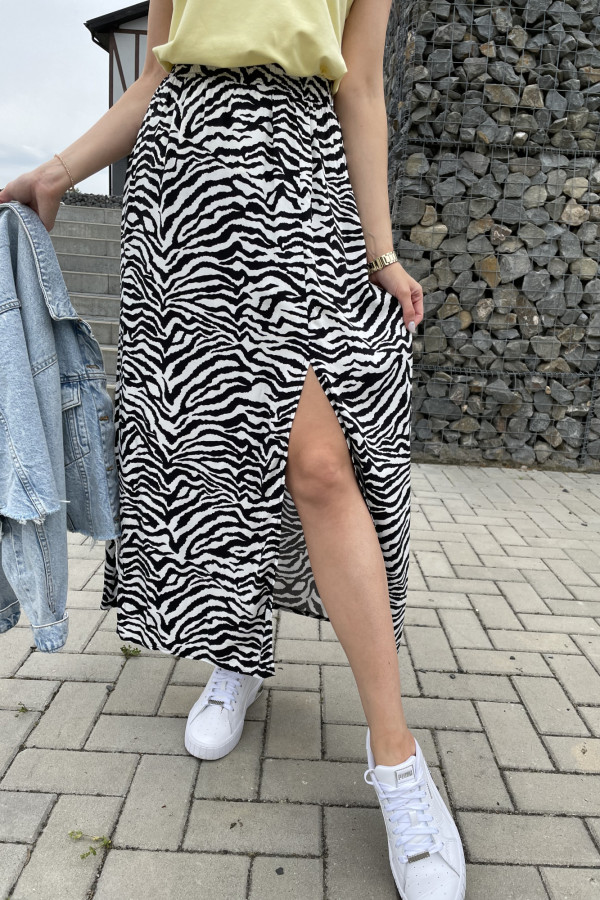 Spódnica wiskozowa z rozcięciem zebra ANASTASIA 5