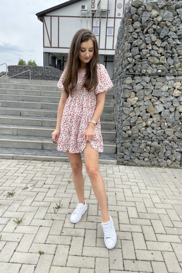 Sukienka w drobne kwiatki na jasnym tle POLINA 5