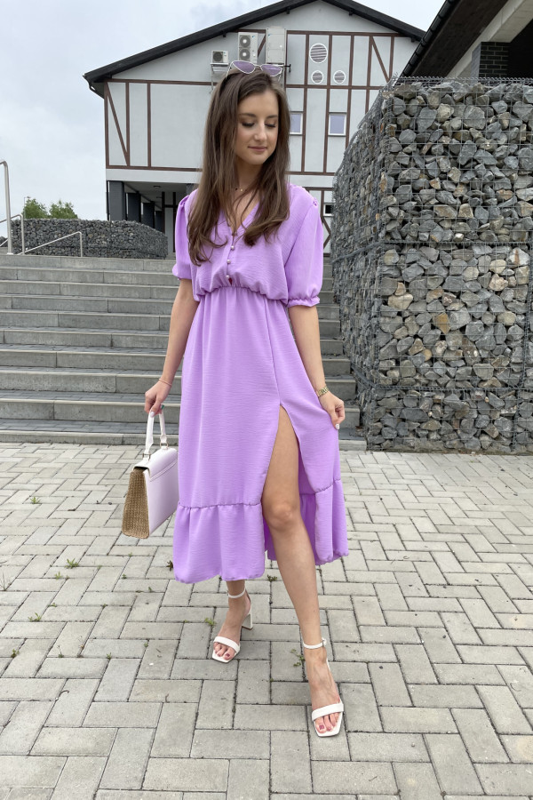 Sukienka midi z rozcięciem fioletowa ANGELA 4