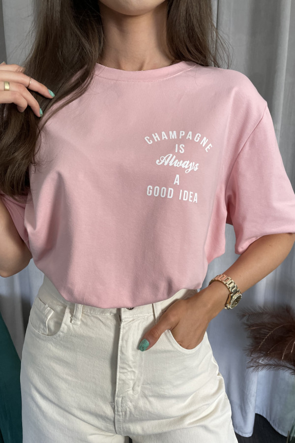 T-shirt oversize różowy CHAMPAGNE