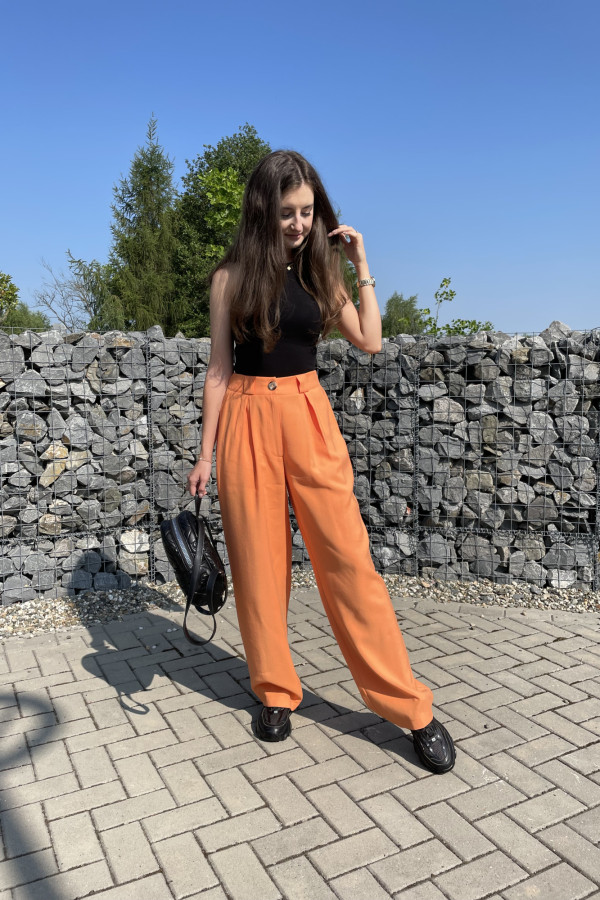 Spodnie o szerokim kroju pomarańczowe VASCO 2