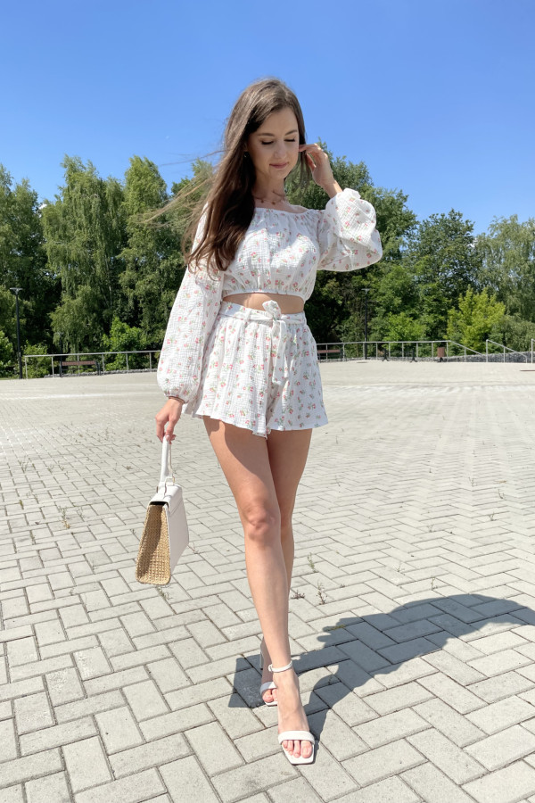 Komplet muślinowy w różowe kwiatki GABBY 6