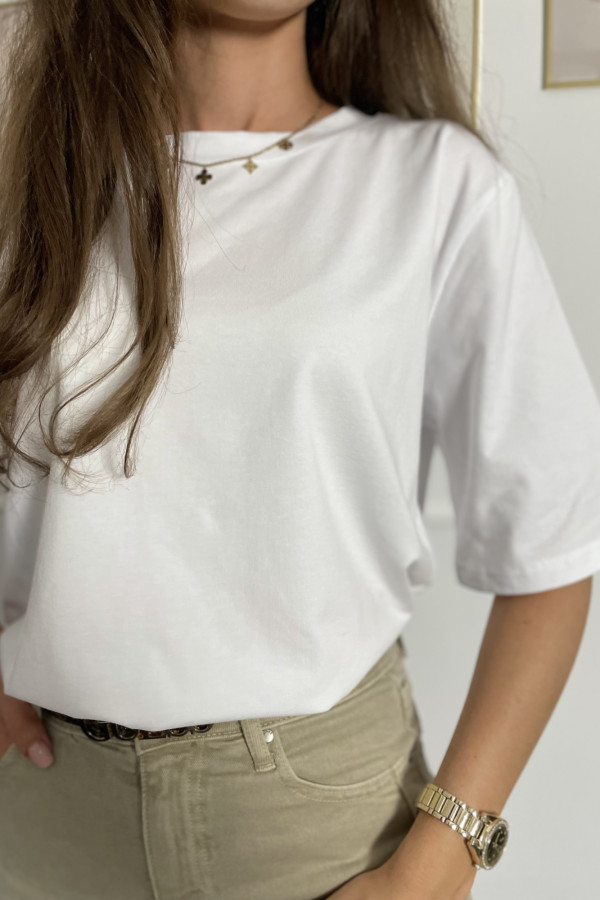 T-shirt bawełniany oversize biały SILVA 5