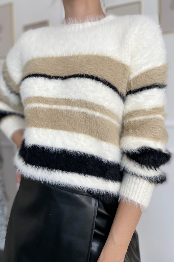 Sweter alpakowy w paski CAMEL