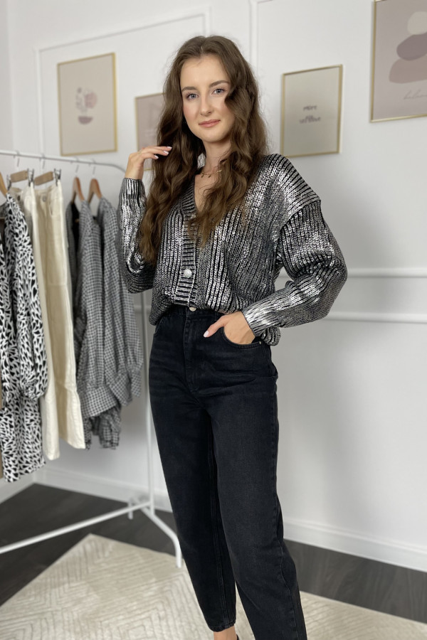 Sweter czarno-srebrny MARIS 5