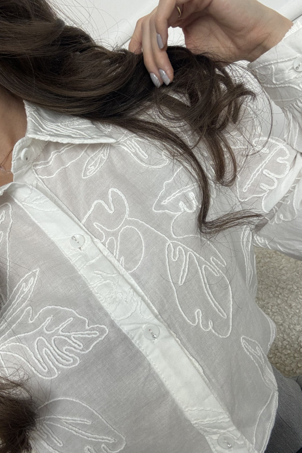 Koszula bawełniana biała we wzory 3D EMMA 1
