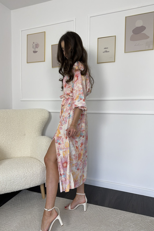 Sukienka wiskozowa midi w pastelowe kwiaty MARGOT 1