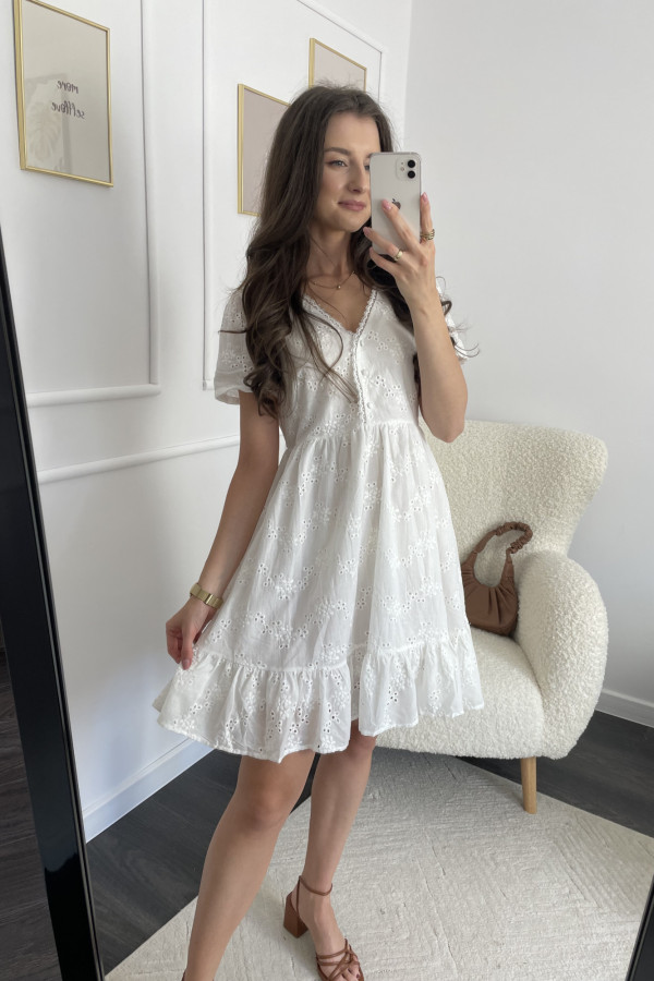 Sukienka ażurowa biała 100% bawełna LONDON 5