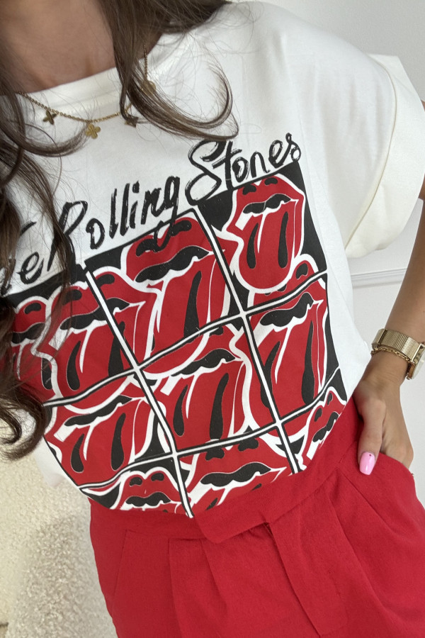 T-shirt kremowy ROLLING STONES