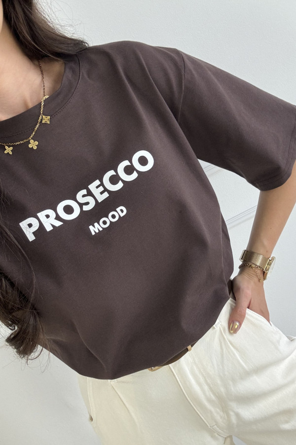 T-shirt czekoladowy PROSECCO MOOD