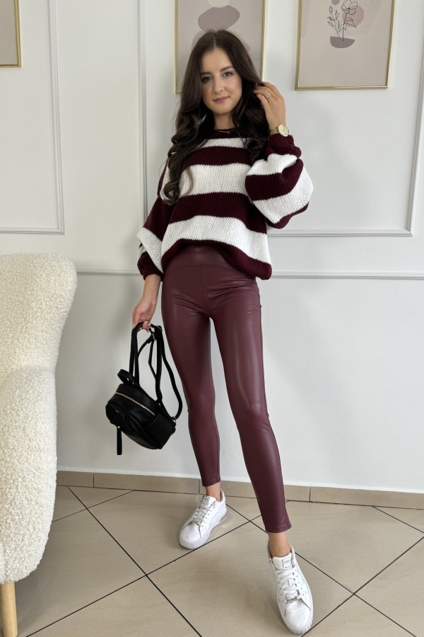 Legginsy burgundowe z ociepleniem MINNO