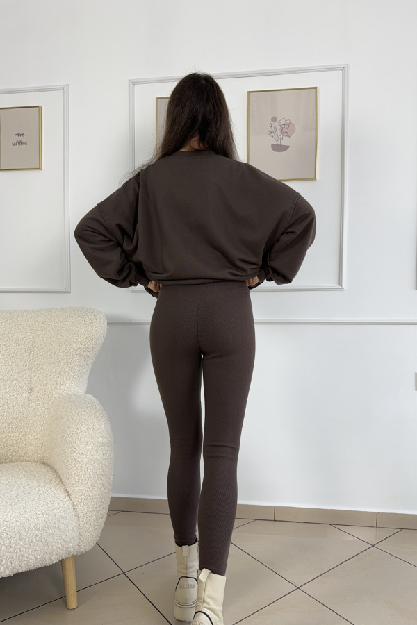 Legginsy prążkowane czekoladowe JUDIE 2