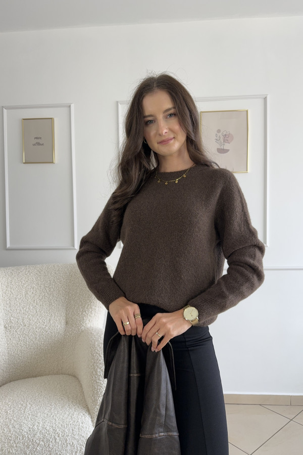 Sweter czekoladowy 30% baby alpaca MILAN