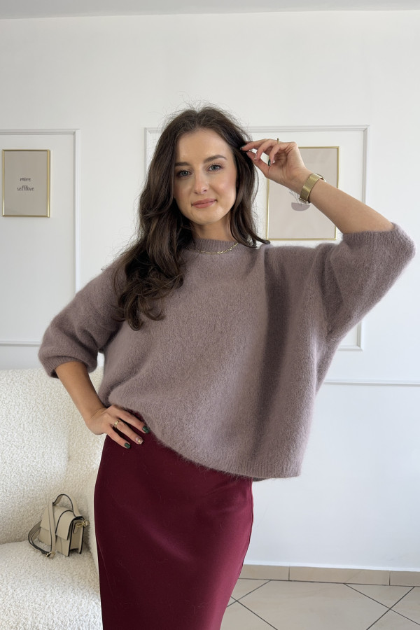 Sweter oversize mocca angora i wełna CLOUD 2