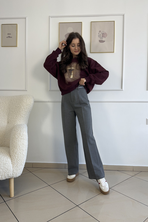 Bluza o kroju oversize bordowa COFFEE 3