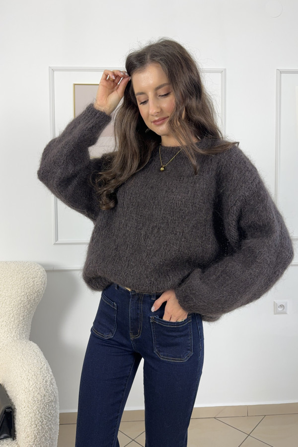 Sweter oversize gorzka czekolada 55% moher OSLO