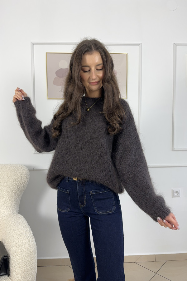 Sweter oversize gorzka czekolada 55% moher OSLO 3