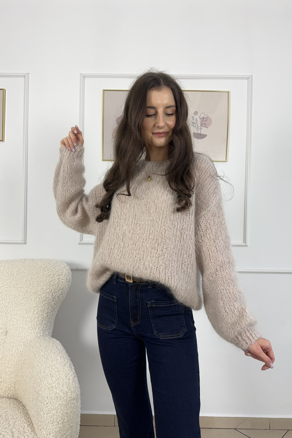 Sweter oversize beżowy 55% moher OSLO 2