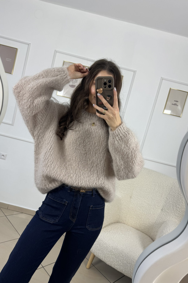 Sweter oversize beżowy 55% moher OSLO 4