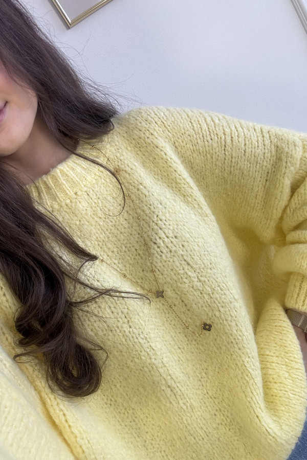 Sweter oversize z domieszką wełny i wiskozy żółty YELLOW 1