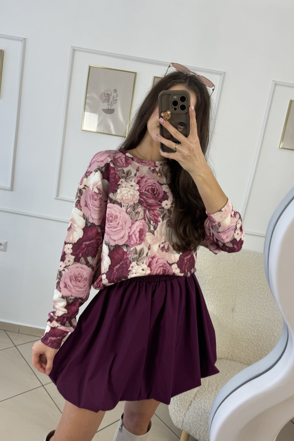 Bluza bawełniana w beżowo-różowe kwiaty FLOWERS 3