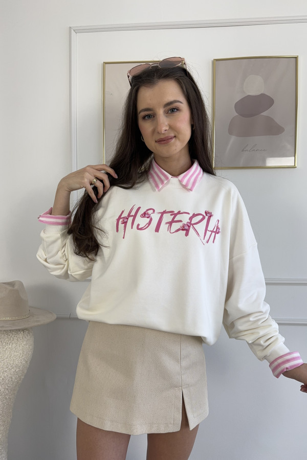 Bluza o kroju oversize śmietankowa HISTERIA 1