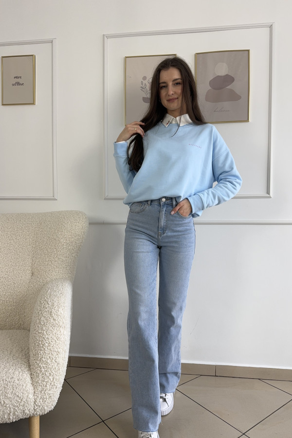 Bluza o kroju oversize błękitna STAY 4