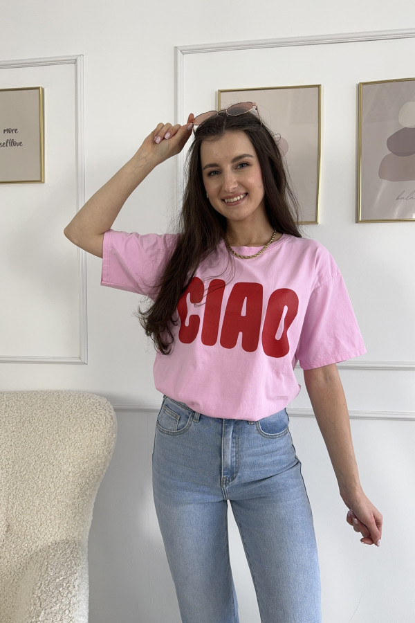 T-shirt z nadrukiem cukierkowy róż CIAO 2