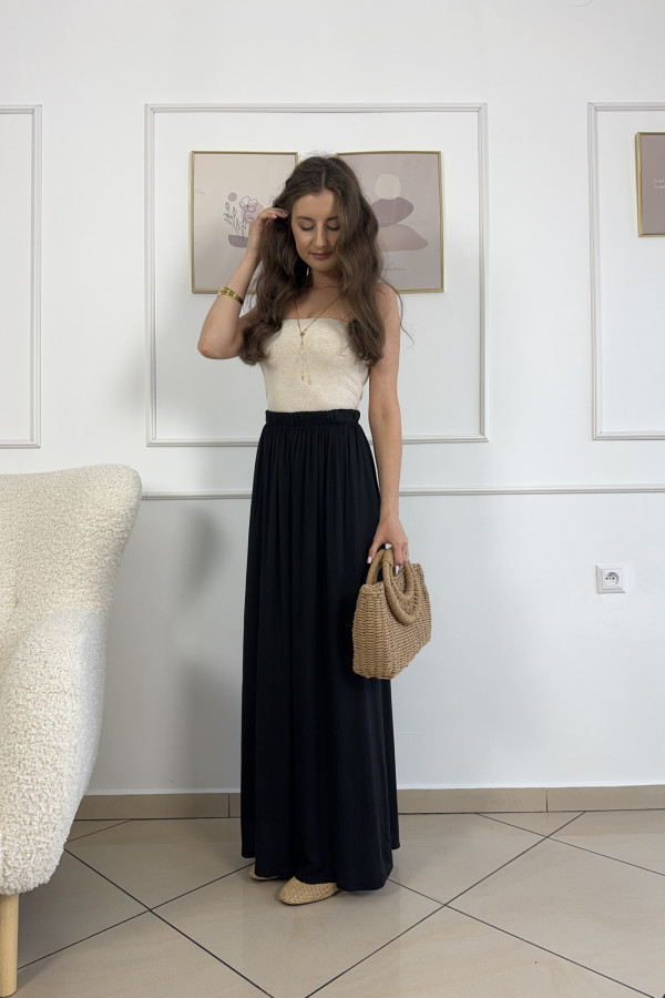 Spodnie wide leg 100% wiskoza czarne CAPRI