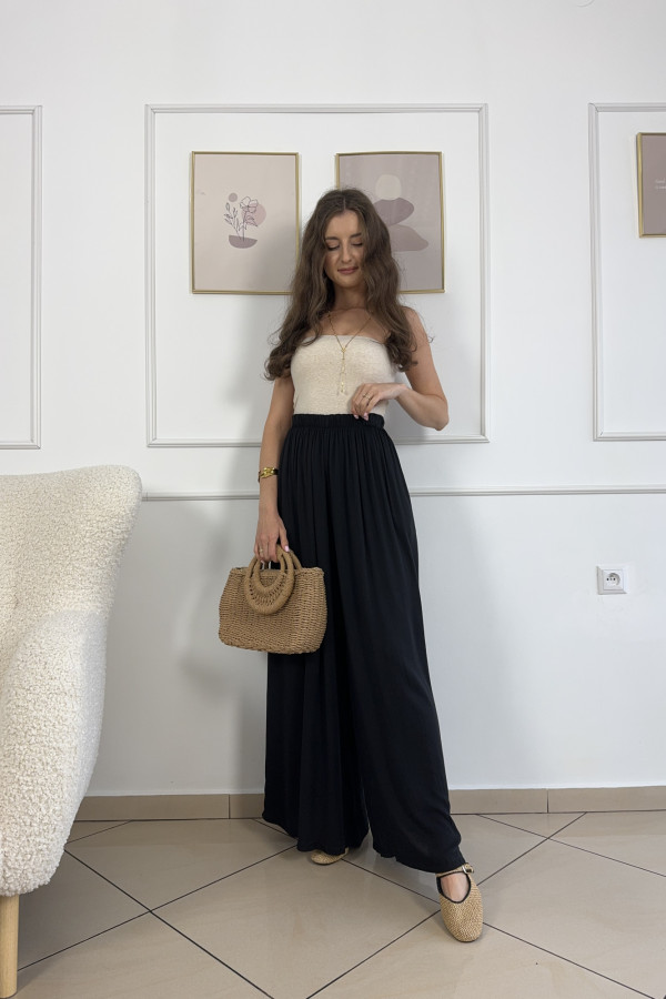 Spodnie wide leg 100% wiskoza czarne CAPRI 1