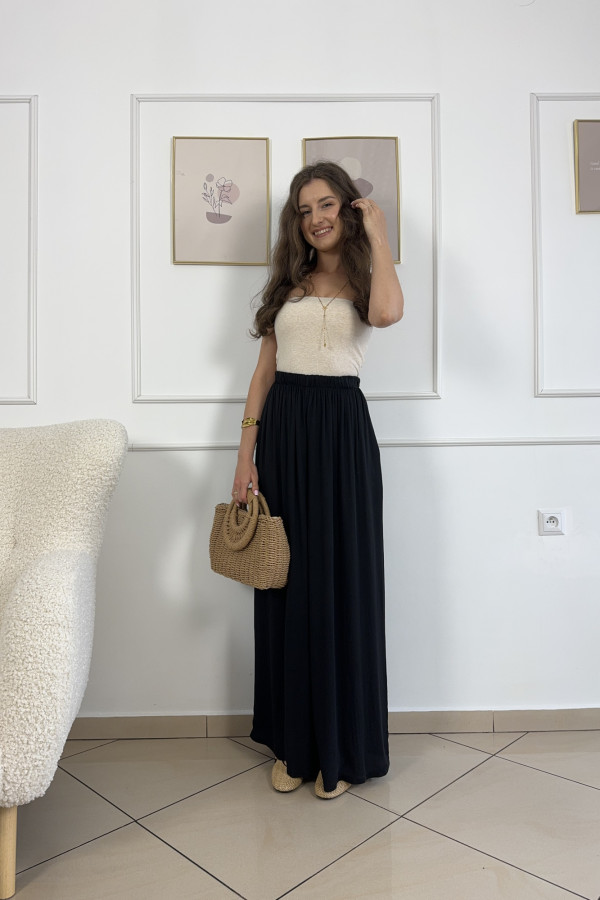 Spodnie wide leg 100% wiskoza czarne CAPRI 2