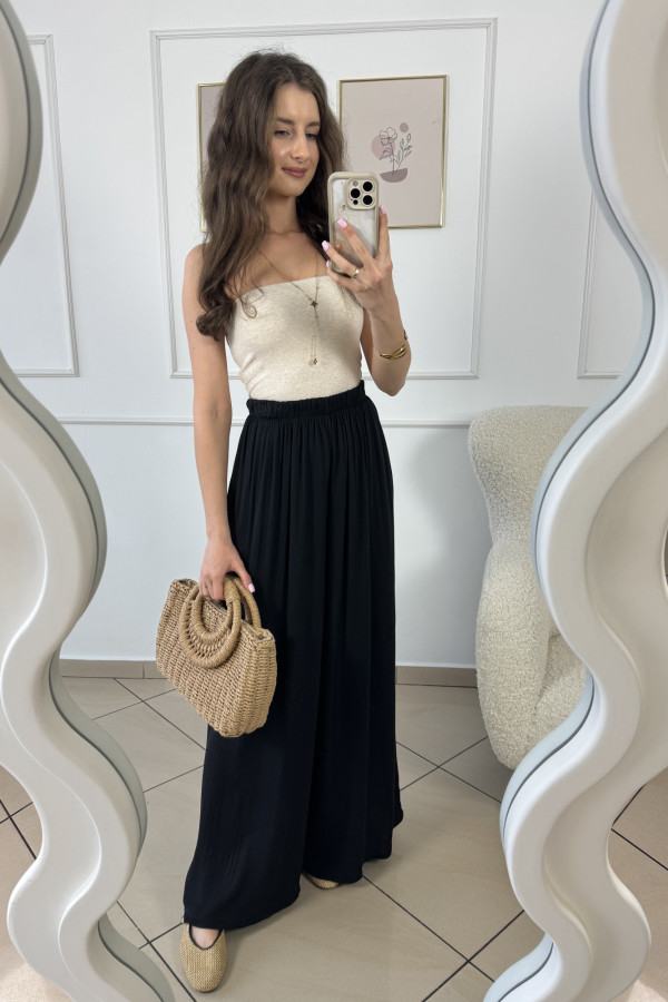 Spodnie wide leg 100% wiskoza czarne CAPRI 3
