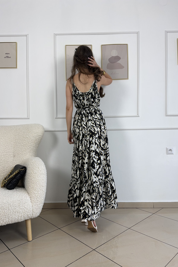 Sukienka o kroju maxi w liście czarna GARDENIA 3