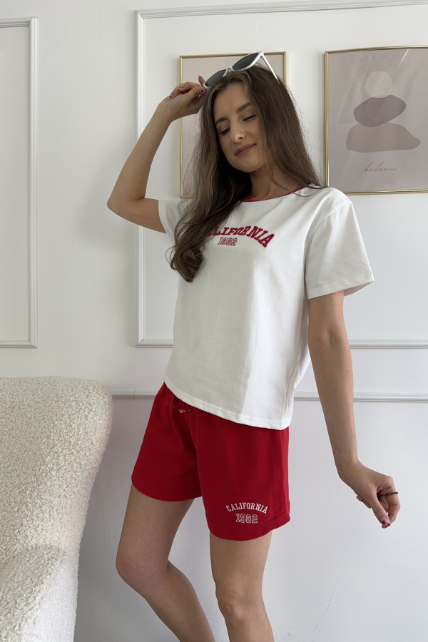 Komplet bawełniany szorty + t-shirt czerwony HOLIDAY 2