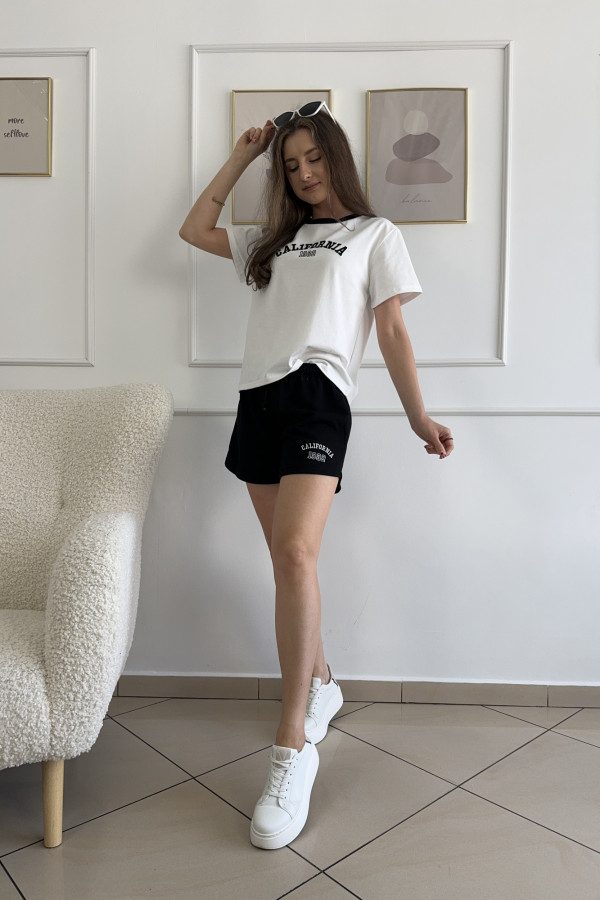 Komplet bawełniany szorty + t-shirt czarny HOLIDAY 2