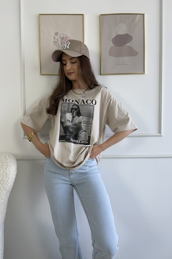 T-shirt z nadrukiem 100% bawełna MONACO