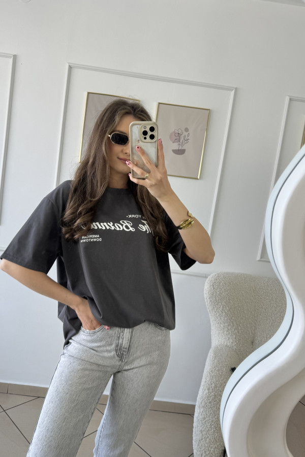 T-shirt z napisem szary GILO 4