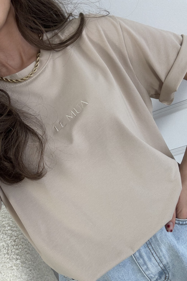 T-shirt bawełniany beżowy LeMua
