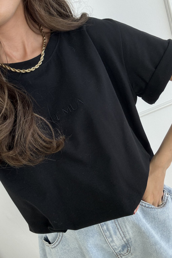 T-shirt bawełniany czarny LeMua