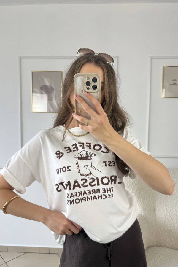 T-shirt z napisem 100% bawełna COFFEE 1