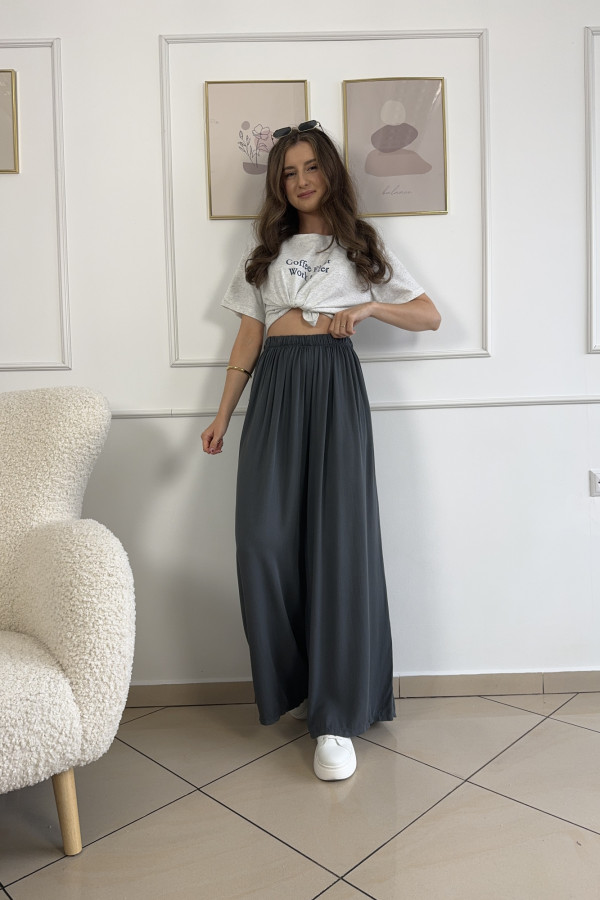 Spodnie wide leg wiskoza i tencel szare CARO
