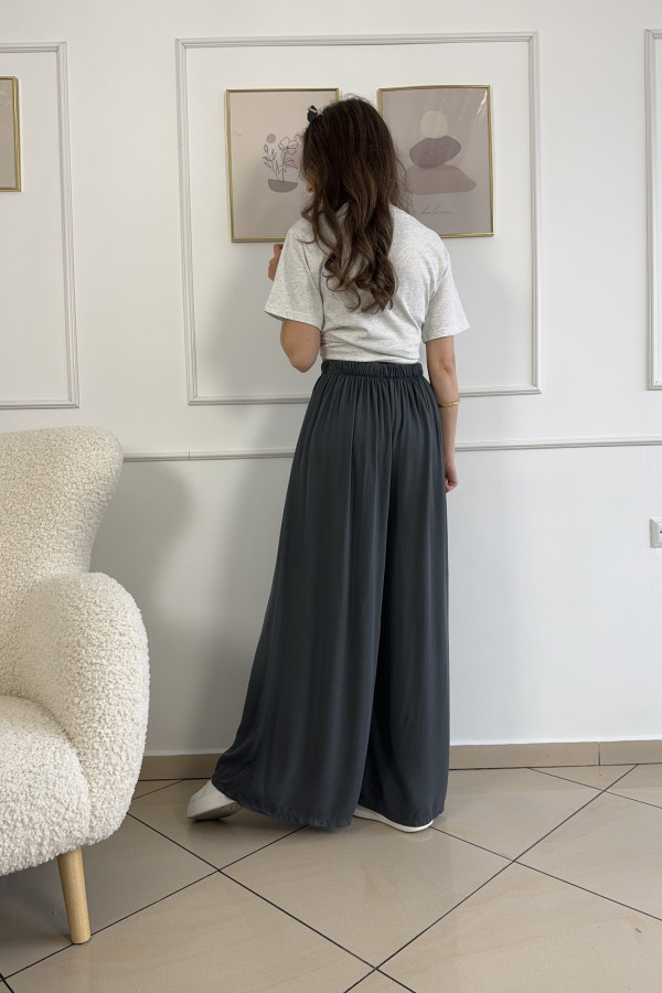 Spodnie wide leg wiskoza i tencel szare CARO 2