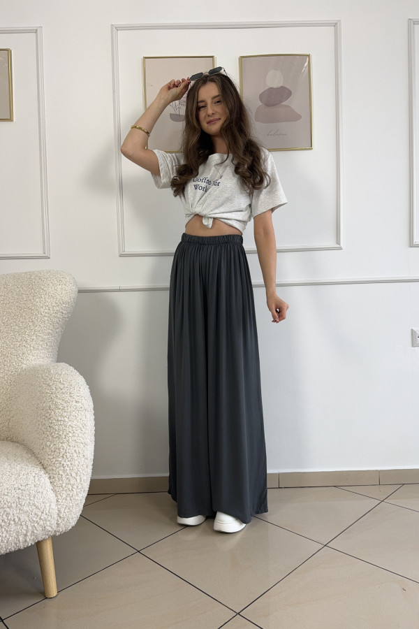 Spodnie wide leg wiskoza i tencel szare CARO 3